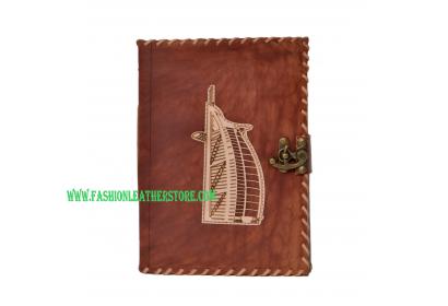 Vintage handmade Leather Journal Cut Work Style Burj Al Arab Design Notebook Blank Unlined Paper Journal Notebook